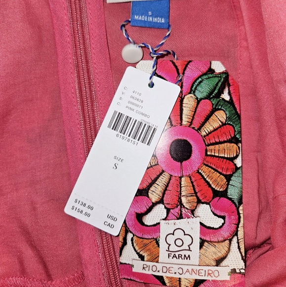 NWT Farm Rio Pink Lace Trim Top - Picture 9 of 14